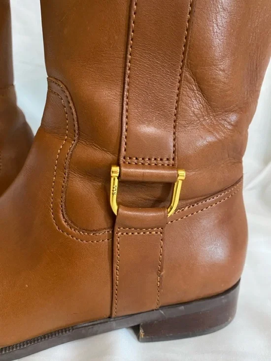 Lauren Ralph Lauren Cognac Leather Bernadine Riding Boots, Women’s Size 10B - Picture 2 of 16